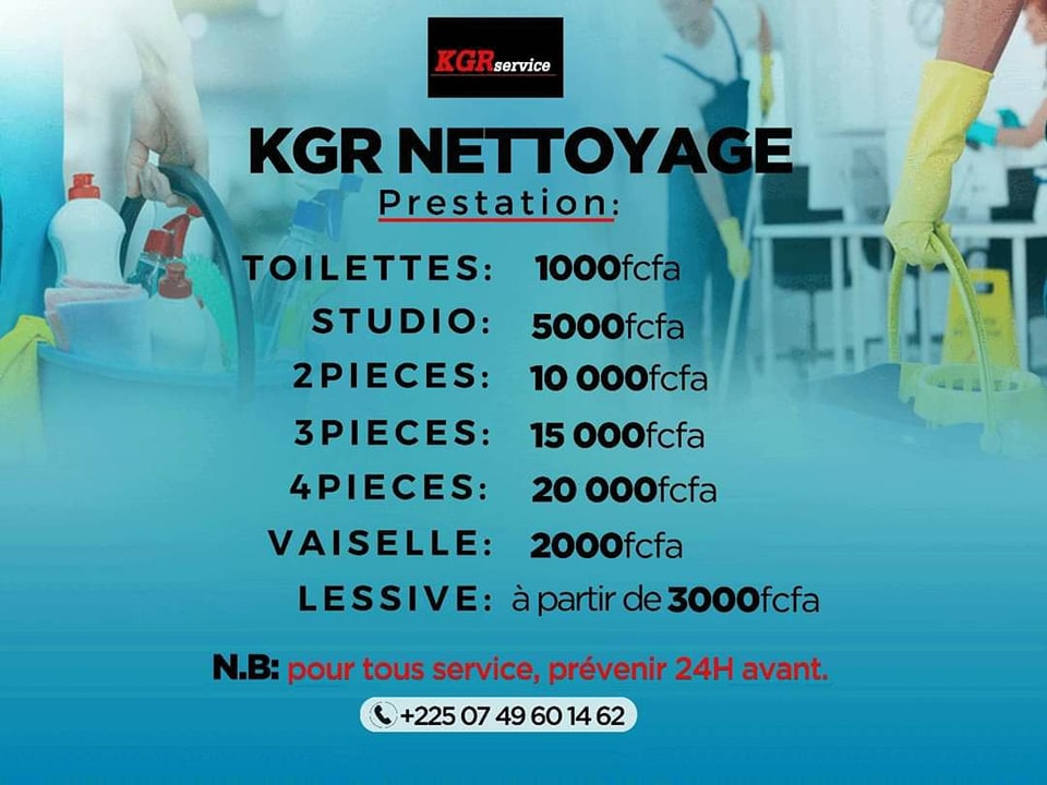 Service de Nettoyage Rapide Partout à Abidjan